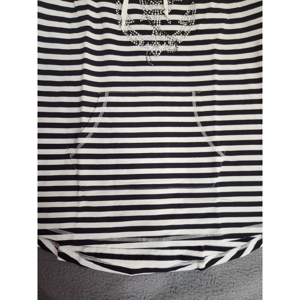 Quacker Factory Nautical Tunic Top Womens XL Black White Sequins Anchor Beach - Picture 9 of 9